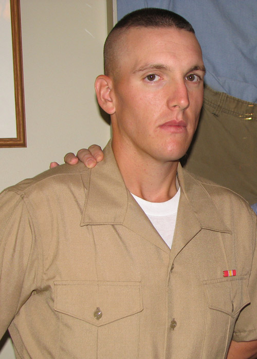 Private Chris Ruckert of Hartford, after U.S. Marines Corps boot camp at Parris Island. - Chris-Ruckert